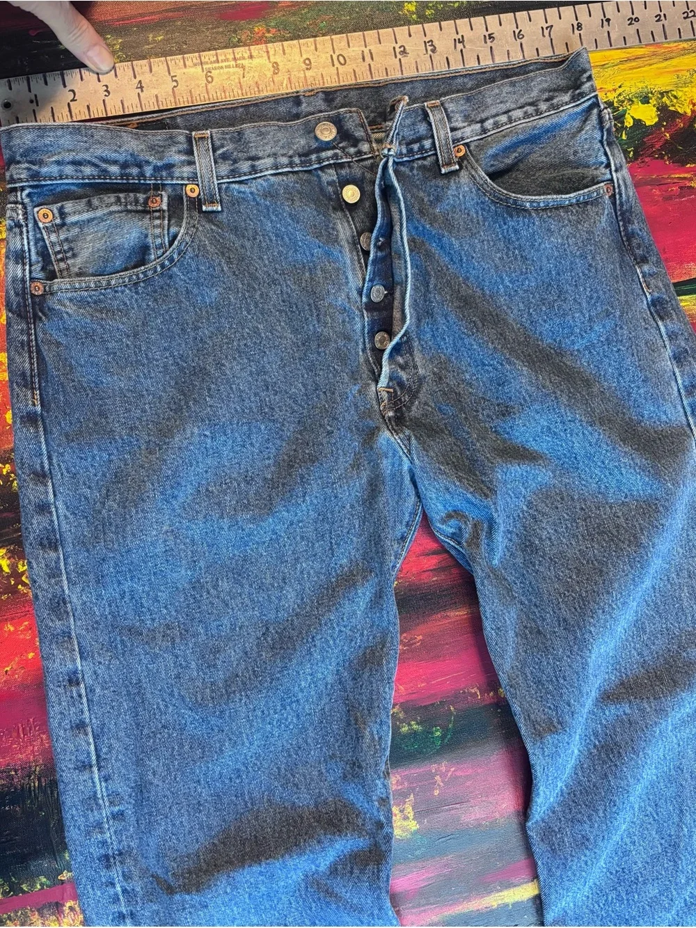 Levi's 501 Men's Blue Denim Straight Jeans with Red Tab 35x34